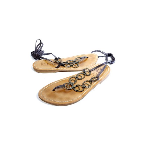 K. Jacques Sandals Chain Ankle Wrap Sandals - Picture 6 of 10